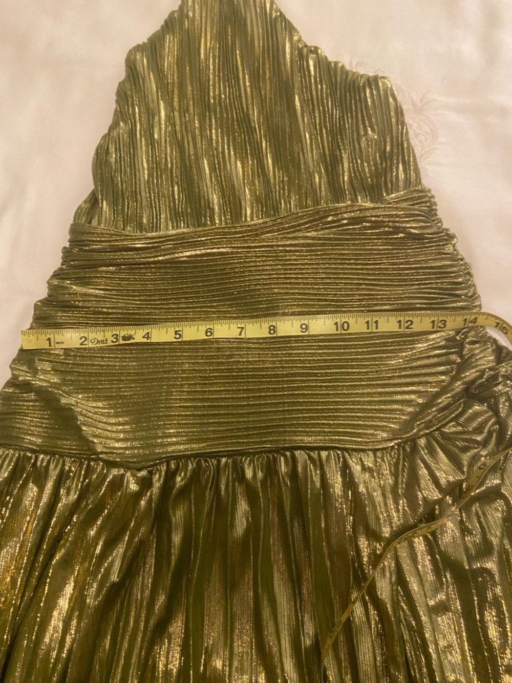 Retrofete Thalia Style Green Metallic Halter Evening Gown - Picture 10 of 16